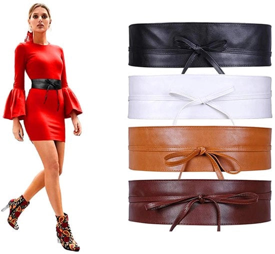 4 pezzi di cintura in pelle PU per donna – con nodo – versatile – elegante – per abiti da sera e pantaloni