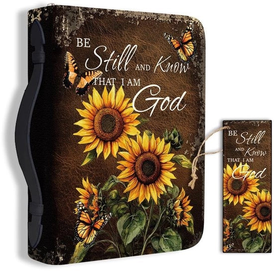 Borsa per Bibbia Grande - Materiale PU - Disegno Fiori di Sorgo/Farfalla - Borsa per Bibbia - Cartellino - Accessori per Portare 20,5 x 28 x 5,5 cm - Copertina per Bibbia