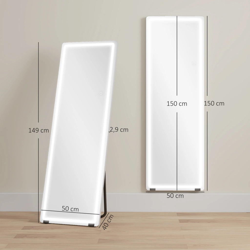 Specchio da Parete con Luci 150x50 cm 3 Colori ¨C Zephmum ¨C Bianco
