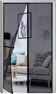Veloce schermo magnetico per porta balcone 85 x 210 cm nero - 2023 migliorata protezione dagli insetti - repellente insetti - per porta e porta terrazza - autoadesivo - magneetti più potenti e rete centrale