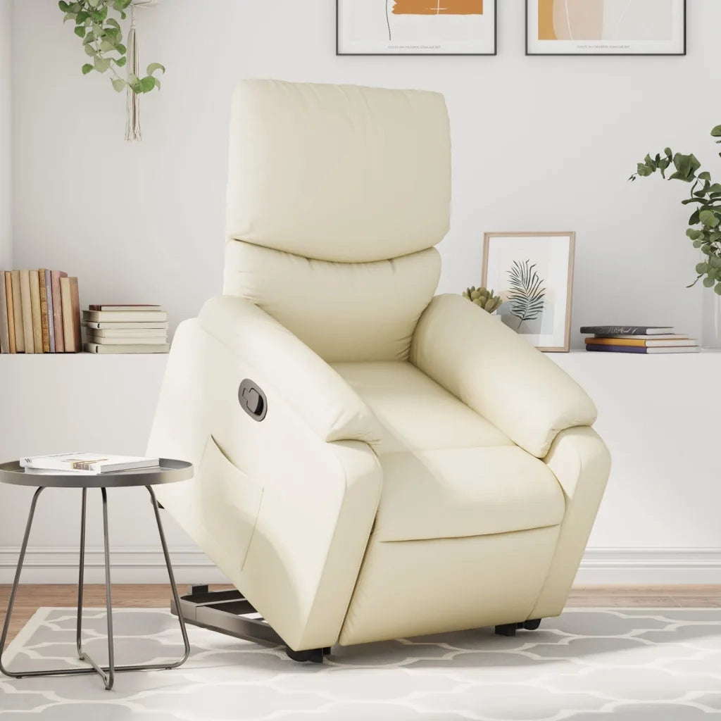 Poltrona Alzapersona Reclinabile Crema in Similpelle 3204887