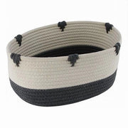 Trade Shop - Cesto Porta Biancheria Bicolore In Tessuto Intrecciato Cestino 30x22x14cm 10664 -