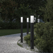 Lampioni a palo con presa elettrica 3 pz 80 cm Nero IP44 4006086