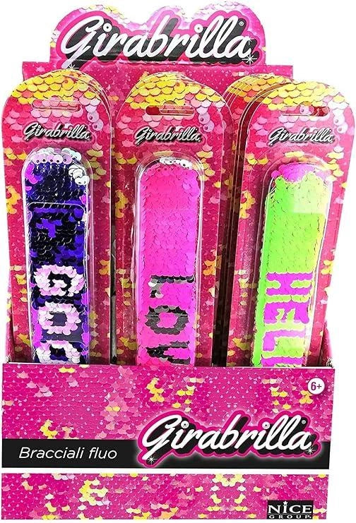 Girabrilla - Nice Group Bracciali FLUO in paillettes, Colori assortiti, 1 pezzo casuale,Eta 6+