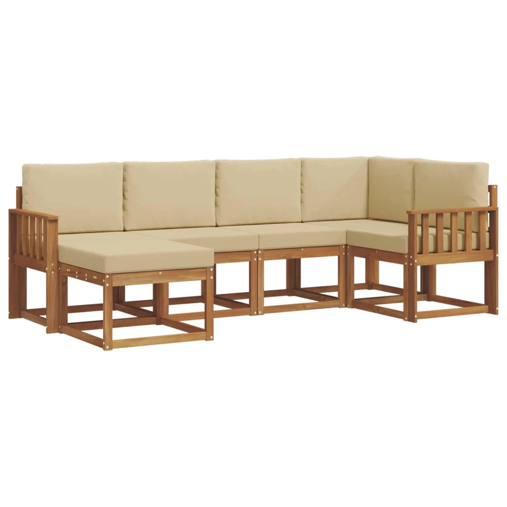 Set di divani da esterno con cuscino 6 pcs Naturale e Beige