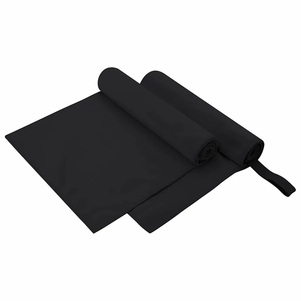 Asciugamani Sportivi 2 pz | Teli per bagno Nero 100 x 50 cm