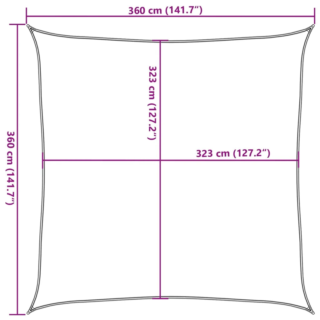 Vela Parasole | Telo Ombra | Vela da ombra Sabbia 3,6x3,6 m 100% Poliestere Oxford