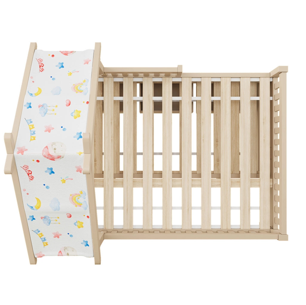 Letto a casetta 140x200 cm con letto estraibile; 3 cassetti e sponde di sicurezza; crema