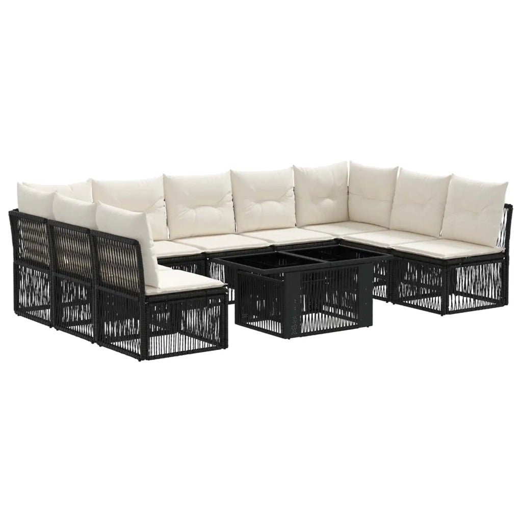 Set Divano da Giardino 10 pz Nero polyrattan 3436516