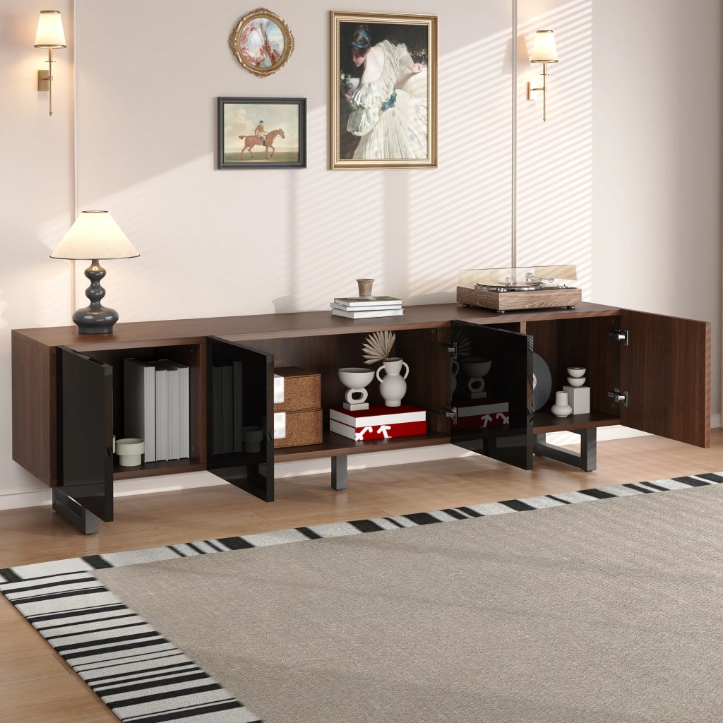 Cassettiera per TV nera e naturale in MDF lunghezza 180 cm