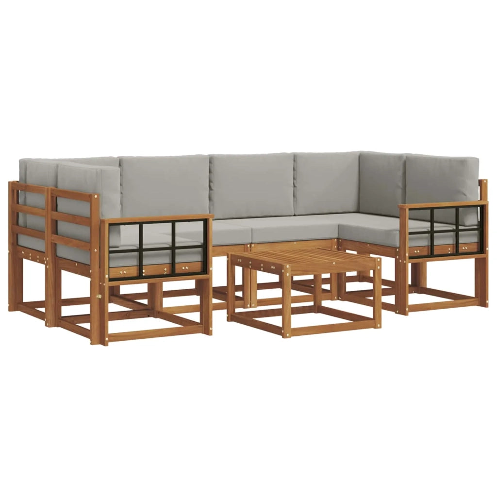 Set di divani da esterno 7 pcs Grigio Naturale e Chiaro 3366089