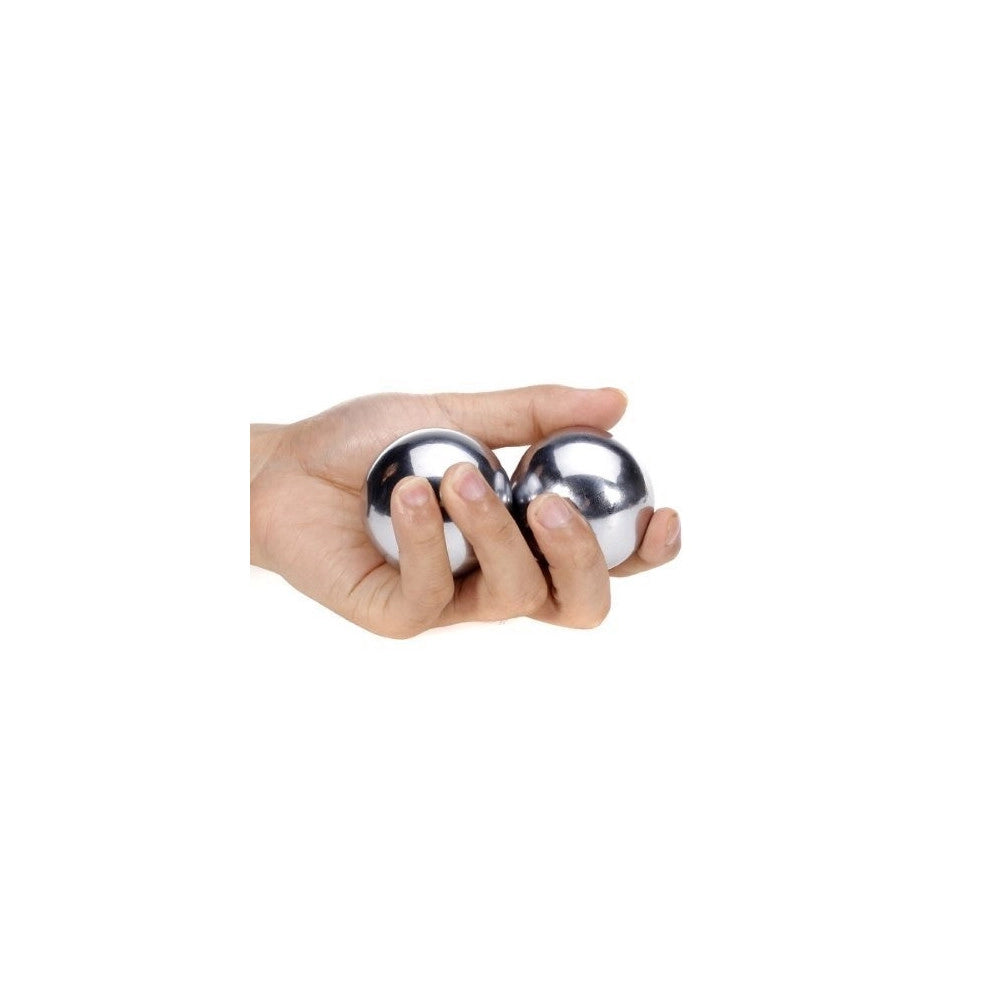 Trade Shop - 2 Sfere Cinesi In Acciaio Anti Stress Relax Massaggio Casa Spa 52 Mm Forza Mano -