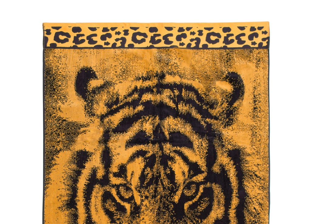 Telo Mare Jacquard Spugna Asciugamano Spiaggia Disegno Safari Tigre