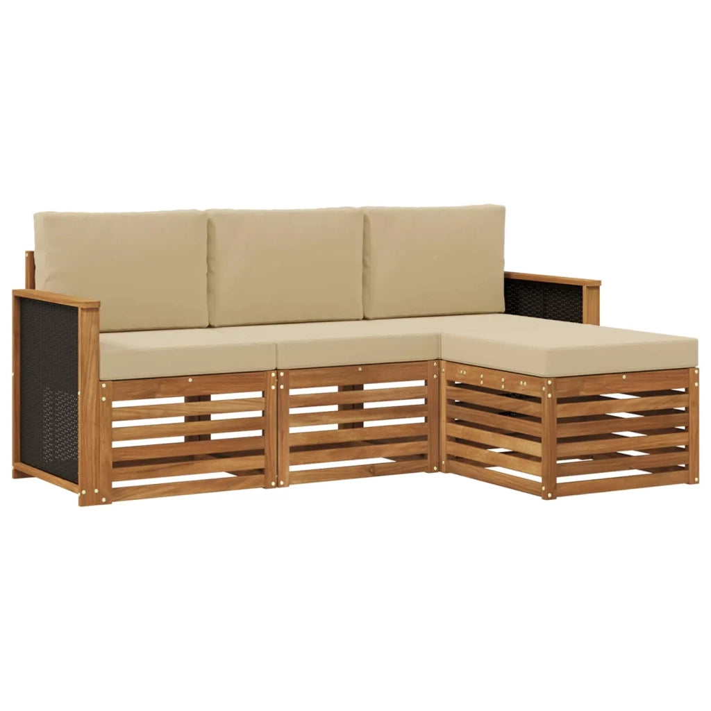 Set di divani da esterno 4 pz Naturale e Beige 3384194