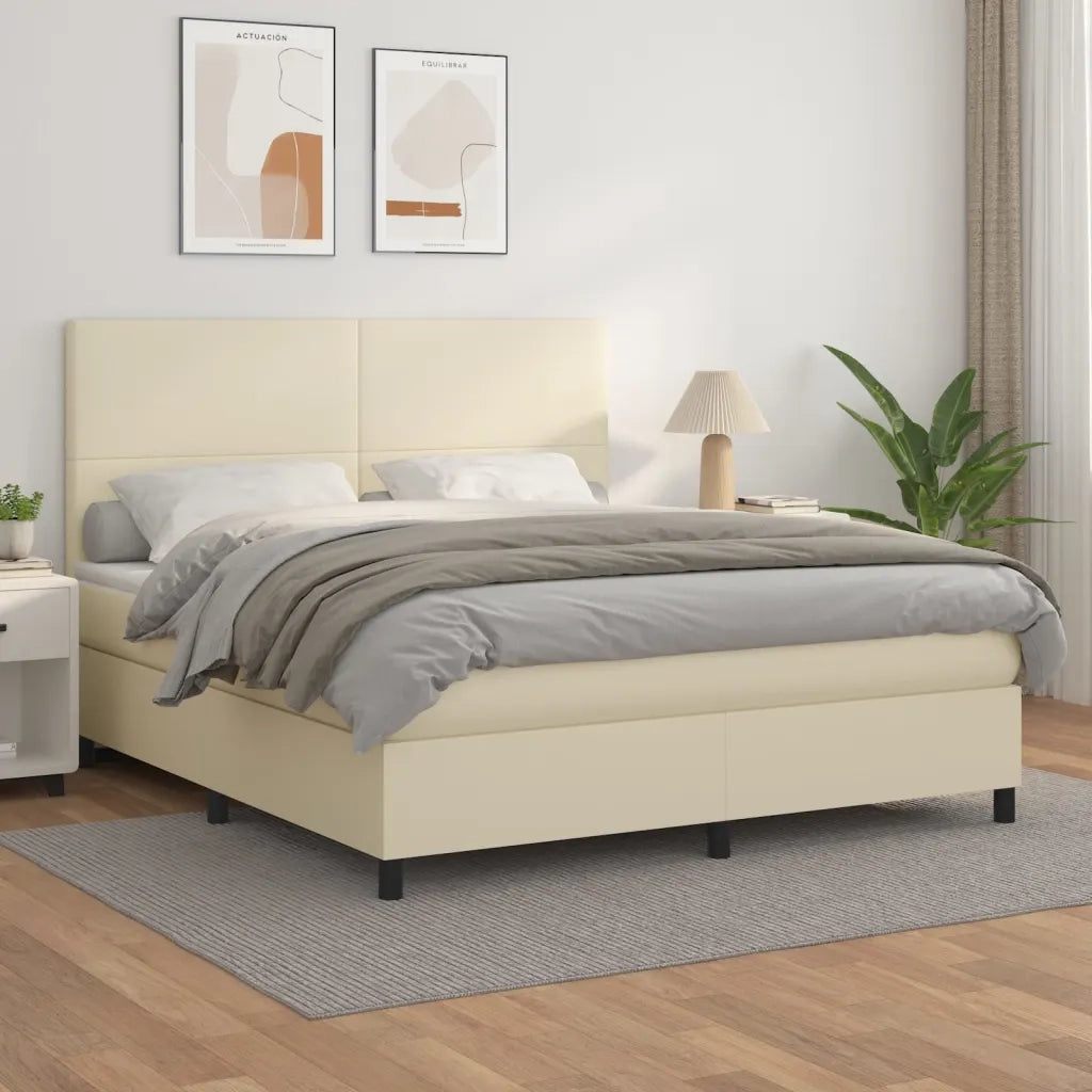 Giroletto a Molle con Materasso Crema 180x200 cm in Similpelle 3142739