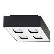 Lampada da soffitto monocromatica blu zaffiro 4x10W LED GU10 acciaio quadrato minimalista