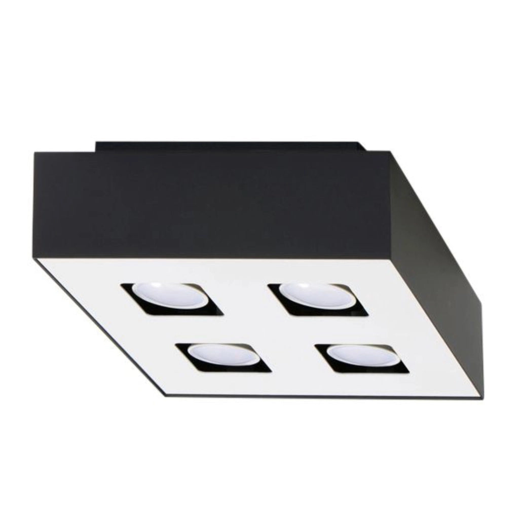 Lampada da soffitto monocromatica blu zaffiro 4x10W LED GU10 acciaio quadrato minimalista