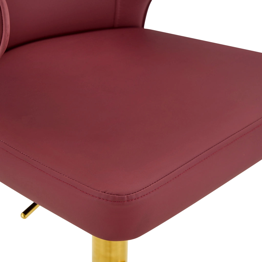 Sgabello da Bar Set da 2 Girevole a 360° con Schienale Ergonomico, Altezza Regolabile e Poggiapiedi in PU Rosso 70.5 × 56.0 × 55.5 cm
