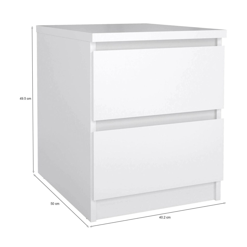 Comodino Daiki, Comò basso, Tavolino da notte, Mensola da letto, 50x40 h50 cm, Bianco lucido
