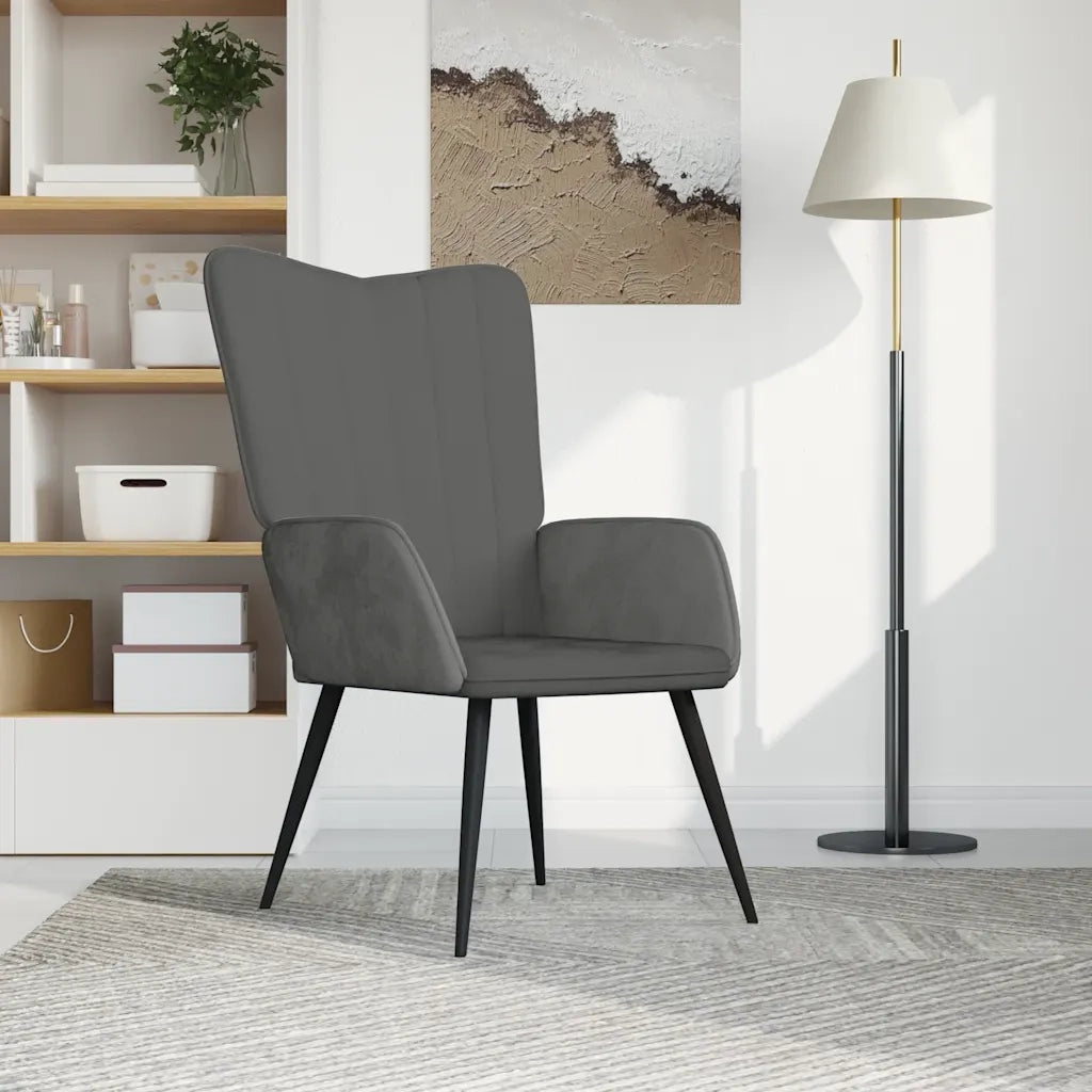 Sedia Relax Grigio Scuro in Velluto 327678