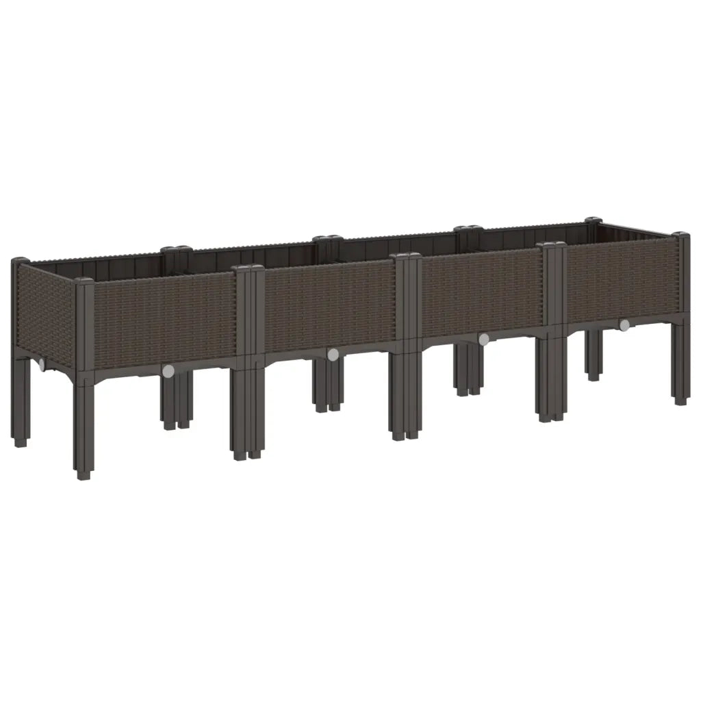 Fioriera da Giardino con Gambe Marrone 160x40x42 cm in PP 367905