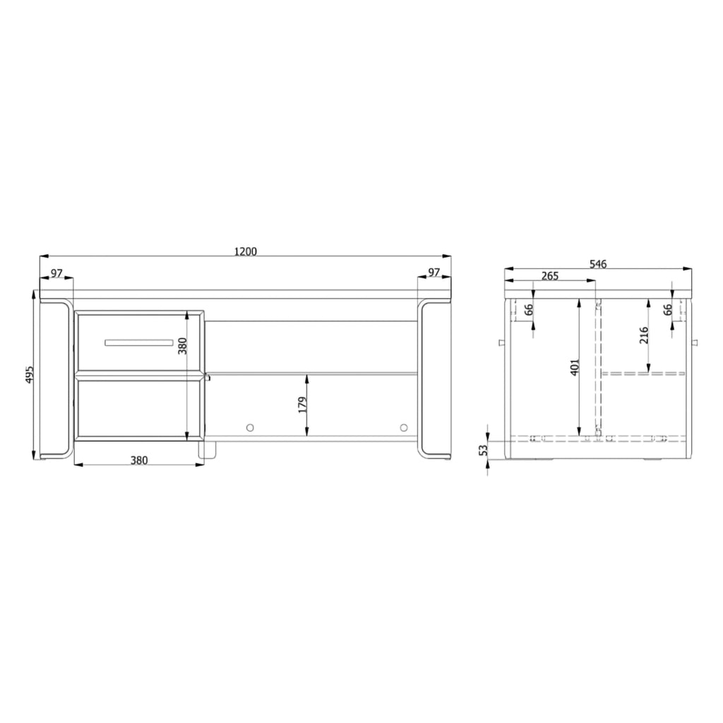 Niella, Tavolino da Salotto con Piedini, 120x55x50h cm Marrone Rovere