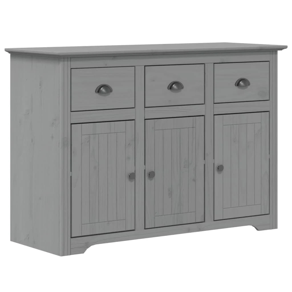 BODO 115,5 x 43 x 200,5 cm Mobiletto in legno massello di pino grigio cassettiera mobile contenitore organizer per cucina soggiorno salotto