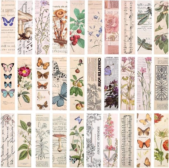 Blade di cartone vintage - estetica retro - 30 pezzi - tema natura