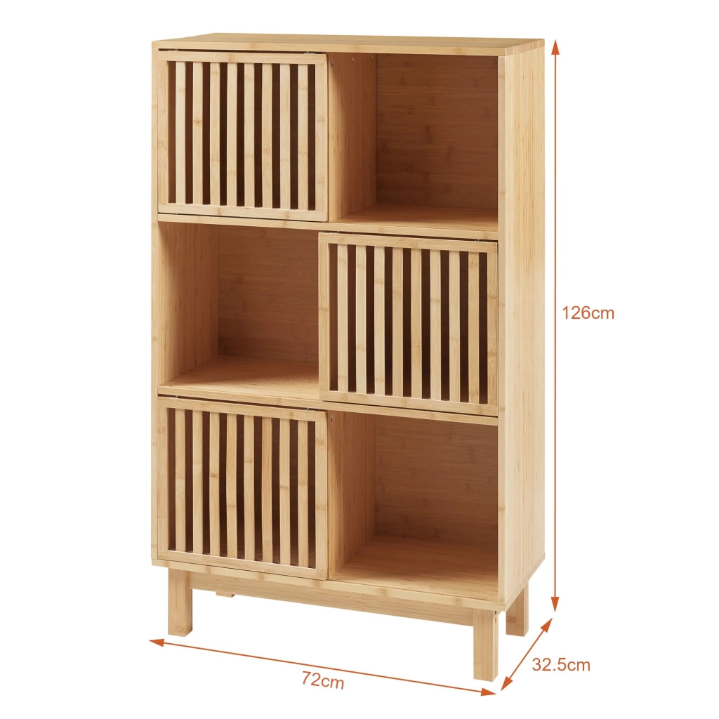 Libreria multiuso mensola 126 x 76 x 33 cm bambù naturale 03_0009003