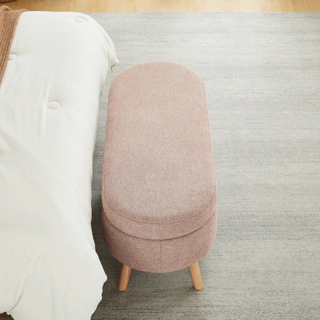 Panca contenitore in velluto con piedini antiscivolo e struttura stabile per camera da letto; rosa