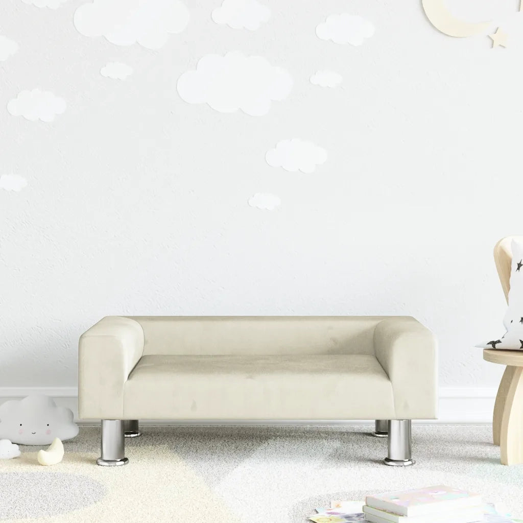 Divano | Divano da soggiorno | Sofa per Bambini Crema 70x45x26,5 cm in Velluto