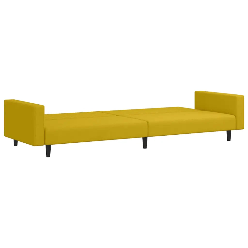 Divano Letto a 2 Posti Giallo in Velluto 375944