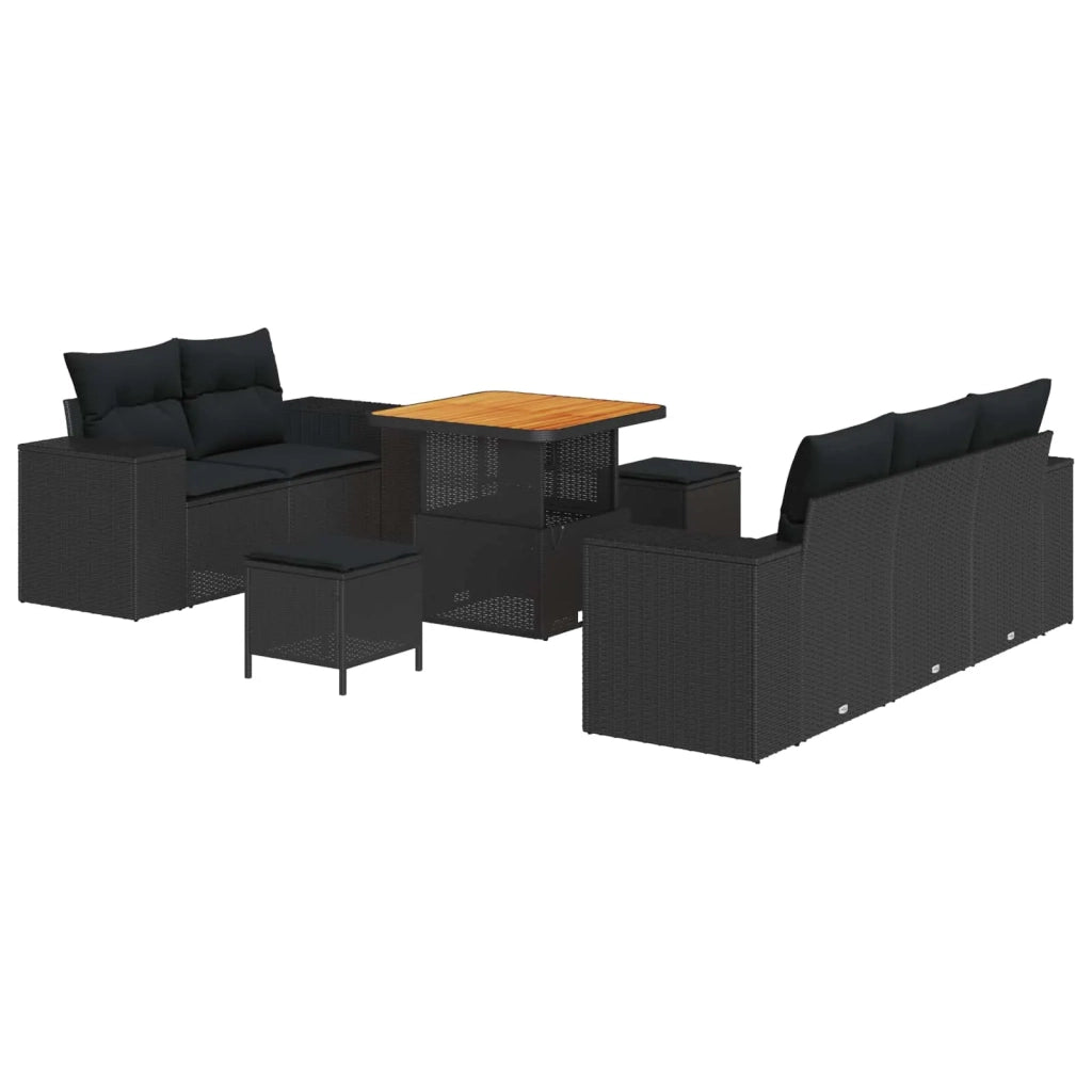 Set Divano da Giardino 8 pcs Nero Rattan in Polipropilene 3363894