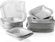 Servizio da Tavola Deluxe - 12 Persone - Piatto da Porselein - 24 Porzioni - Set da Cenere 12 persone - Set da Cenere 24 porzioni - Marmo