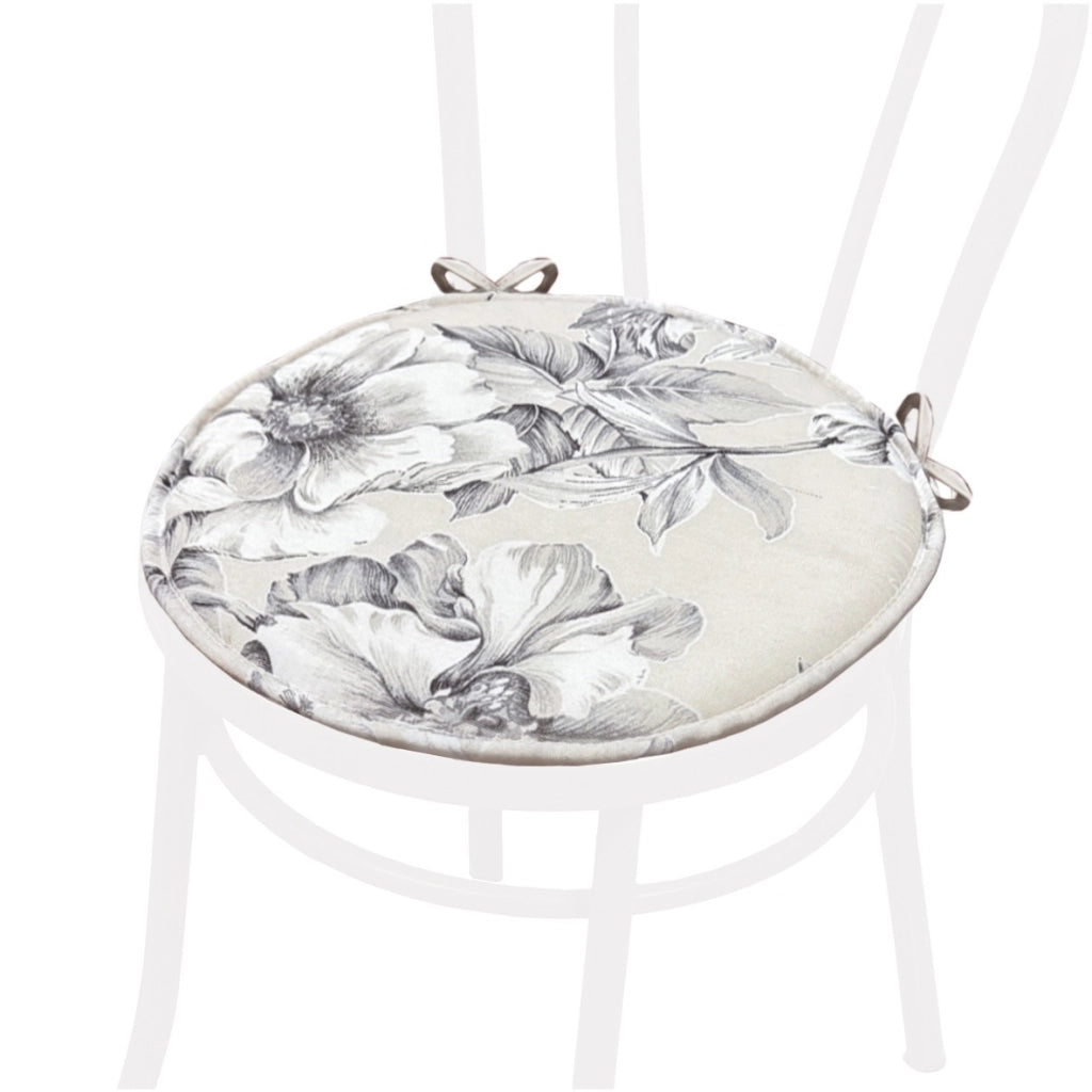 Set 4 Cuscini Sedia Rotondi Shabby Chic Cotone Lavabili Morbidi Coprisedie Tondi Stile Vintage