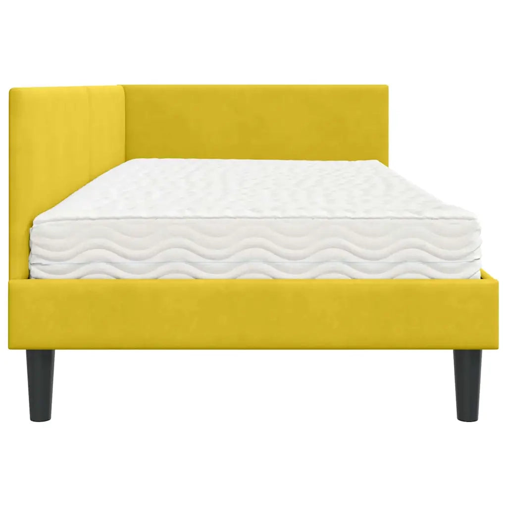 Struttura Letto Angolare con Materasso 2 pz-Giroletto con materasso Giallo Velluto 411770