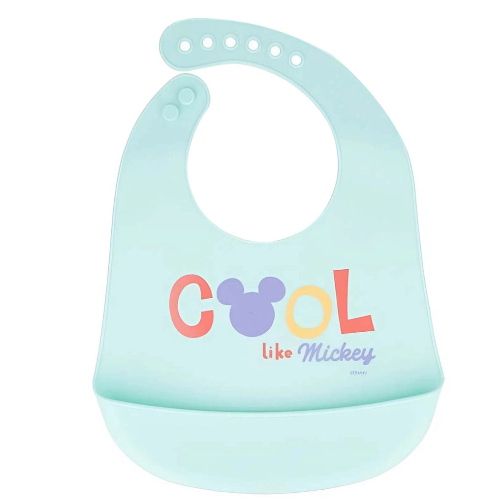 Bavaglino in Silicone con Tasca Mickey Cool Blu chiaro Mickey Mouse