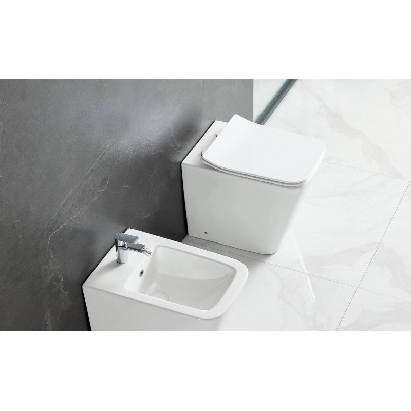 WC da appoggio bianco senza bordo Tornado DOUA 52,5x35,5x41 cm con sedile WC