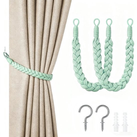 Doppio set di cordoncini per tende - cordino con gancio 60cm - cordoncini per tende a mano - cordoncini per tende a spirale - con ganci - adatto per casa, ufficio, soggiorno, camera da letto