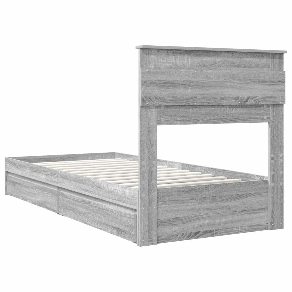 Letto con Contenitore con testiera Grigio Sonoma 100 x 200 cm