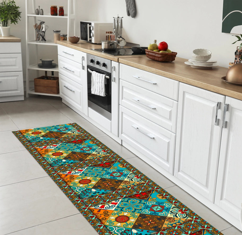 Tappeto passatoia fantasia made in Italy antiscivolo lavabile aderente Orientale - 50x600 cm