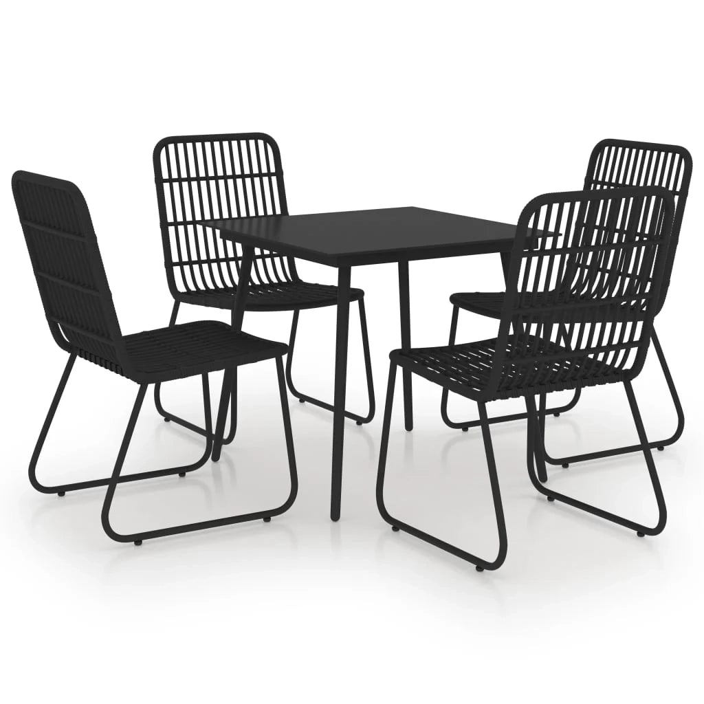 Set da pranzo da esterno 5 pezzi in resina intrecciata e vetro mobili da giardino 02_0014231