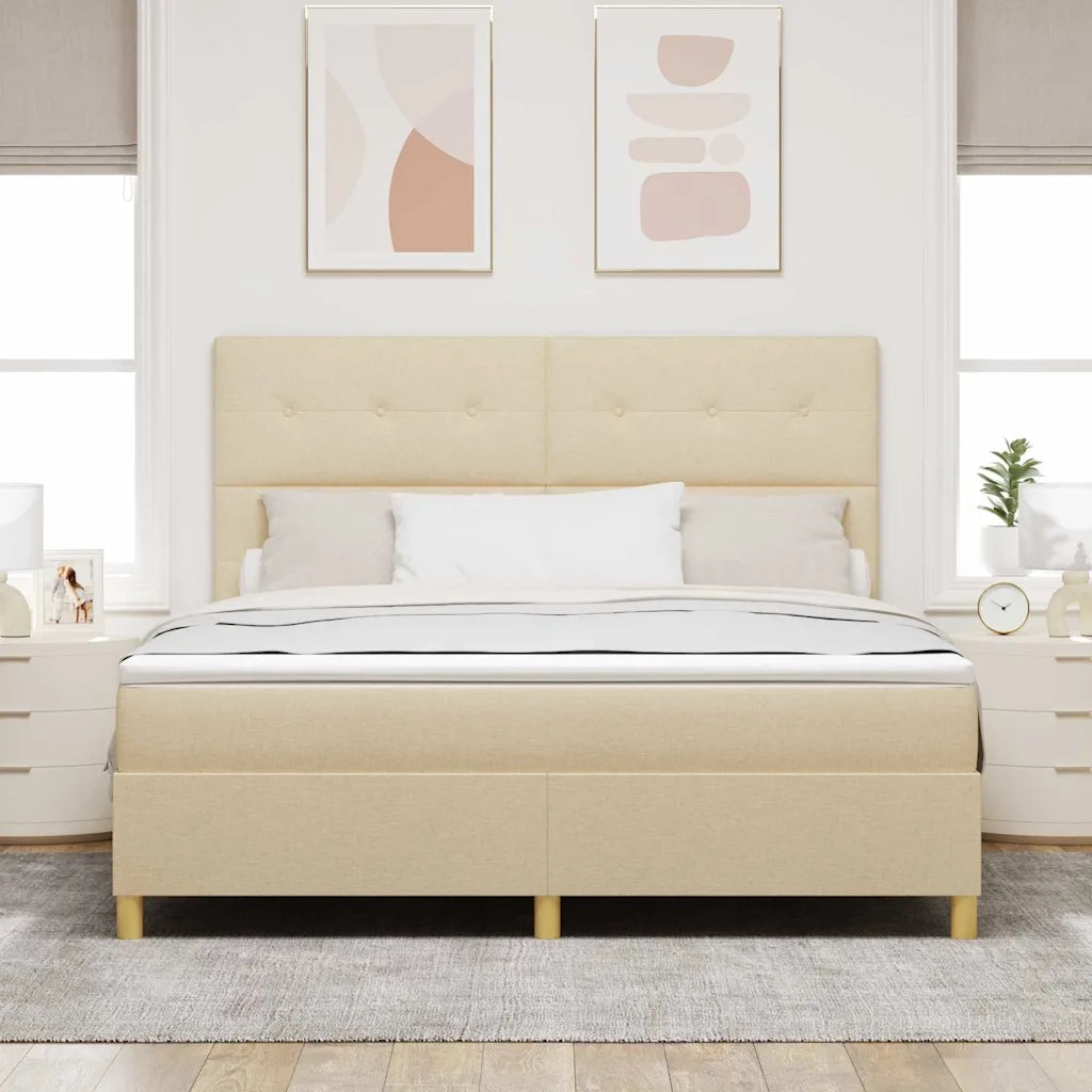 Letto a molle con materasso Crema 180 x 200 cm Tessuto 3339642