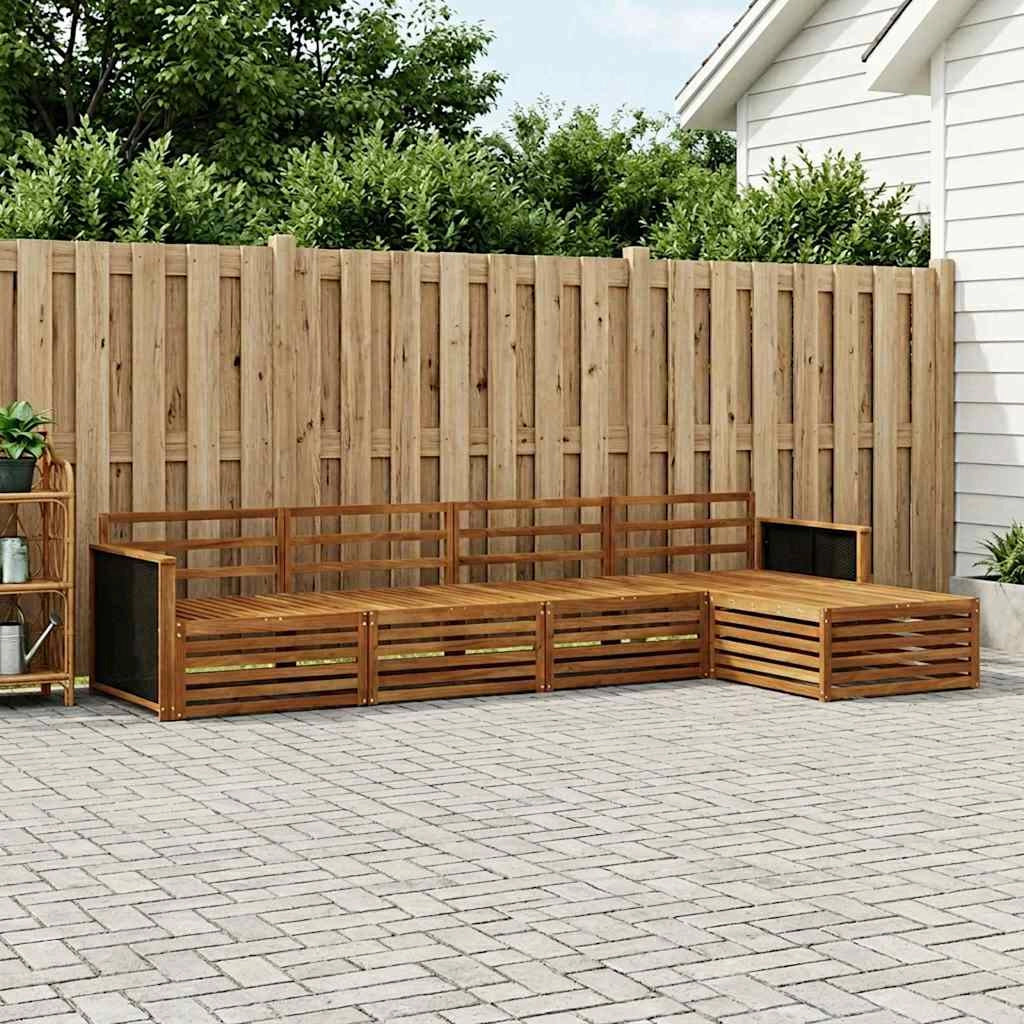 Set di divani da esterno 5 pz Naturale Legno di Acacia Massello 3383222