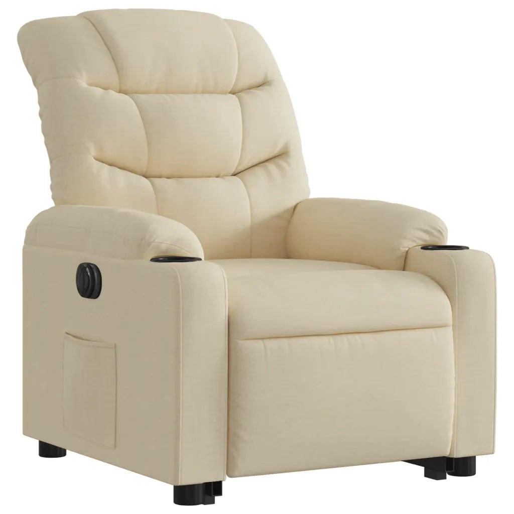 Poltrona Alzapersona Reclinabile Elettrica Crema in Tessuto 3206671