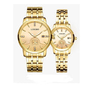 Trade Shop - Orologio Uomo Donna Longbo 80436 Crono Analogico Data Impermeabile Acciaio Dorato -