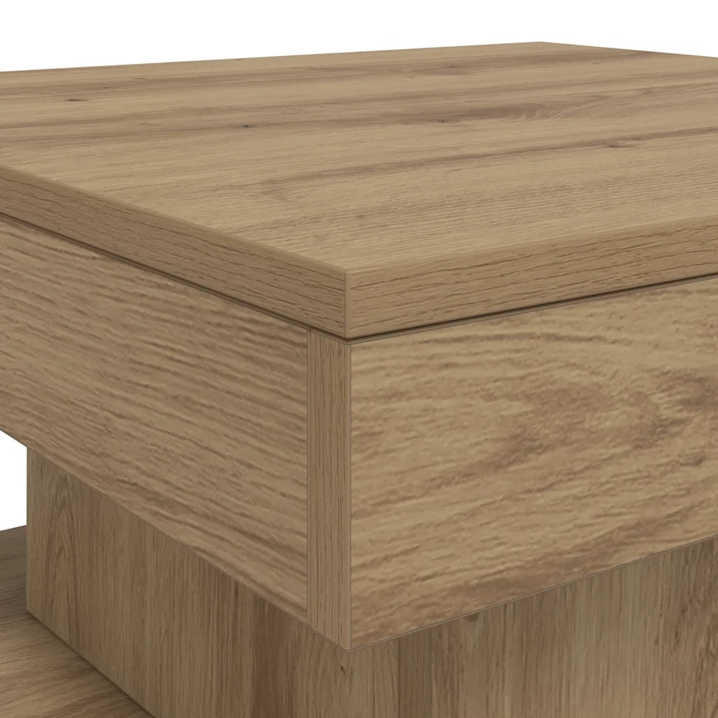 vidaXL Tavolino da Salotto con Luci LED Rovere Artigianale 90x50x40 cm