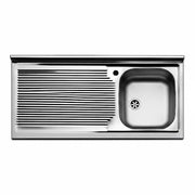 Lavello appoggio in acciaio inox 100 cm gocciolatoio dx - Cromo