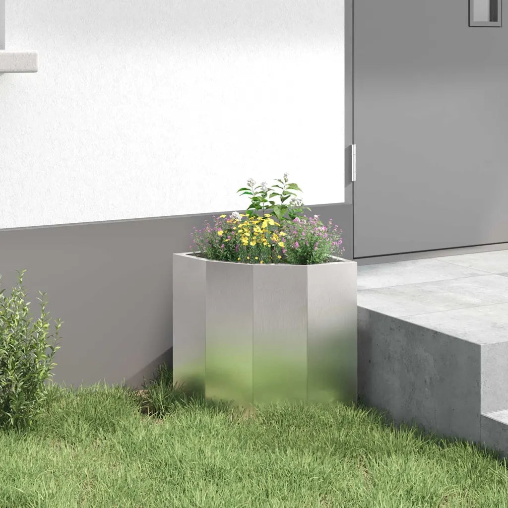 Vaso d'angolo Argento 30 x 30 x 35 cm Acciaio inossidabile