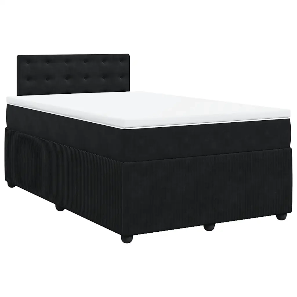 Giroletto a Molle con Materasso Nero 120x190 cm in Velluto